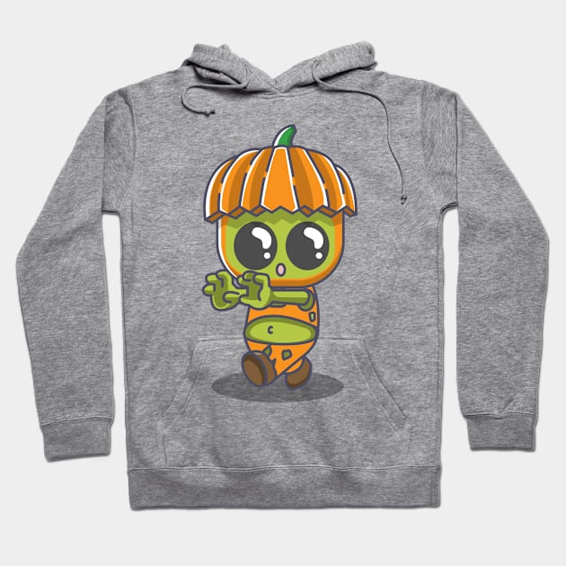 Cute pumpkin zombie Hoodie by fflat hds